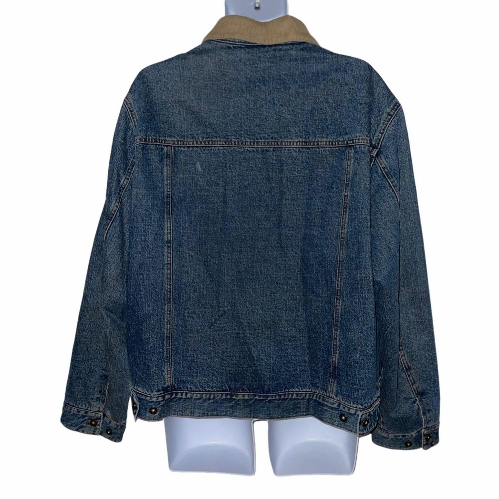 Tommy Hilfiger Outdoors Y2K Vintage 2002 Patchwork Denim Trucker Jacket Mens XL - Picture 6 of 10